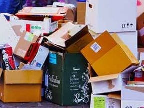 Images of opened boxes, representing retail returns