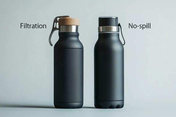 Screenshot of two water bottles: filtration and no-spill. Screenshot of two water bottles: filtration and no-spill.