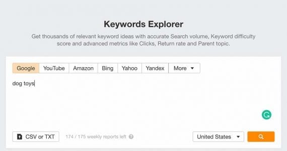 Screenshot of Ahrefs Keywords Explorer. Screenshot of Ahrefs Keywords Explorer.