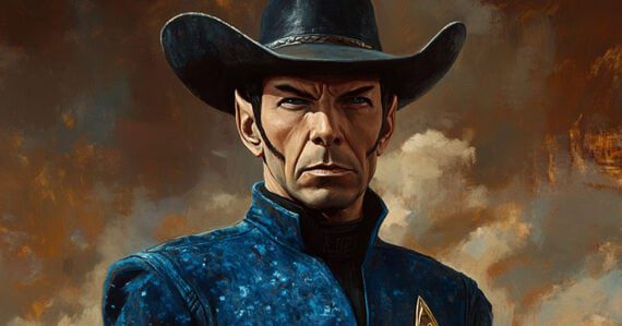 AI-generated image of Mr. Spoke in cowboy apparel
