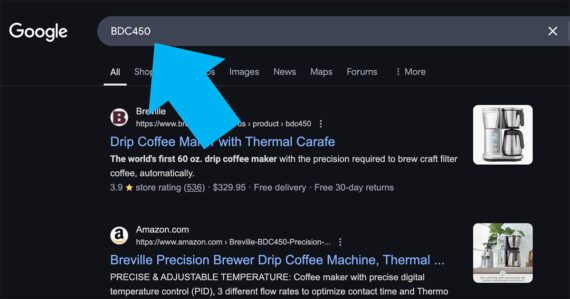 Screenshot of a Google Search on a product number