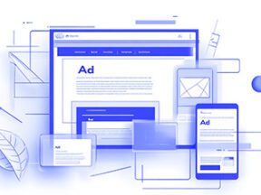 Illustration of computer devices with the word "Ad" appearing prominently