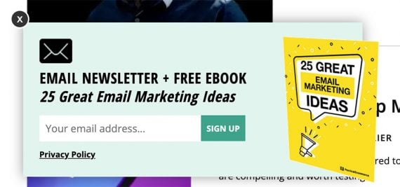 Screenshot of the Practical Ecommerce pop-box for new subscribers. Screenshot of the Practical Ecommerce pop-box for new subscribers.
