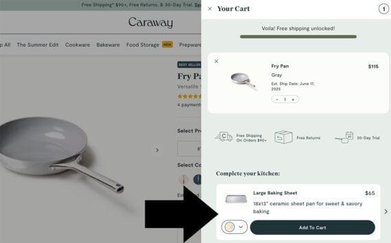 Screenshot of Caraway's slideout recommendations