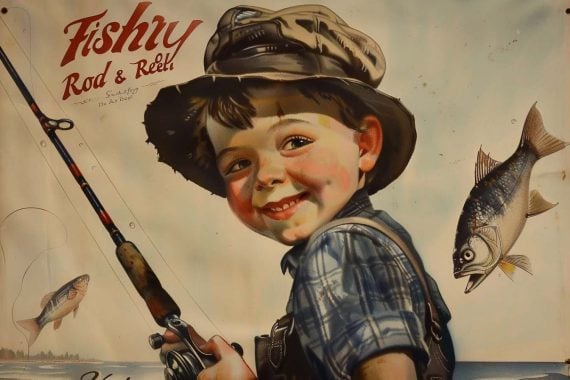 Screenshot of display ad containing an illustration of a boy fishing Screenshot of display ad containing an illustration of a boy fishing