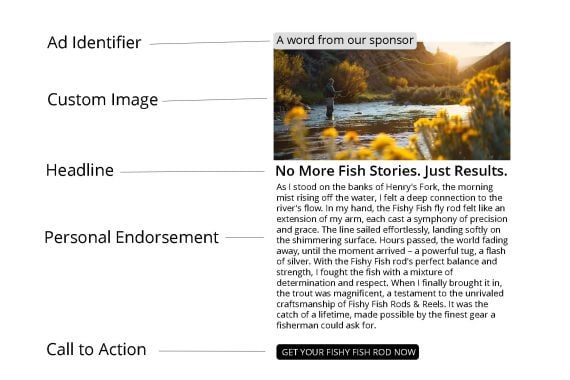 Screenshot of an ad in fishing-related newsletter Screenshot of an ad in fishing-related newsletter