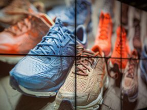 Photo of shoes on a retail display rack