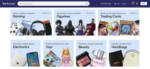 Screenshot of Mercari's home page Screenshot of Mercari's home page