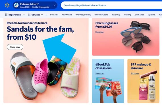 Screenshot of the Walmart home page. Screenshot of the Walmart home page.