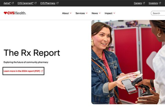 Screenshot of "The RX Report" web page at CVS Health Screenshot of "The RX Report" web page at CVS Health