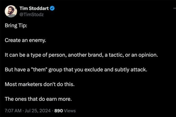 Screenshot of the post on X from Tim Stoddart Screenshot of the post on X from Tim Stoddart