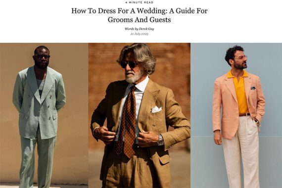 Photo from Mr. Porter of the post "How To Dress For A Wedding: A Guide For Grooms And Guests" with 3 males wearing attractive apparel Photo from Mr. Porter of the post "How To Dress For A Wedding: A Guide For Grooms And Guests" with 3 males wearing attractive apparel