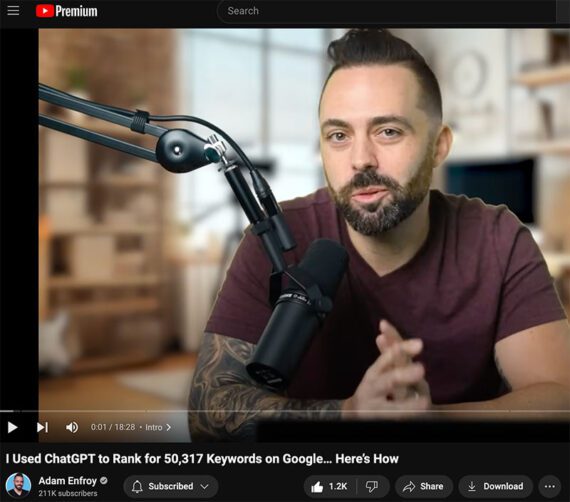 Screenshot of Adam Enfroy's YouTube video Screenshot of Adam Enfroy's YouTube video