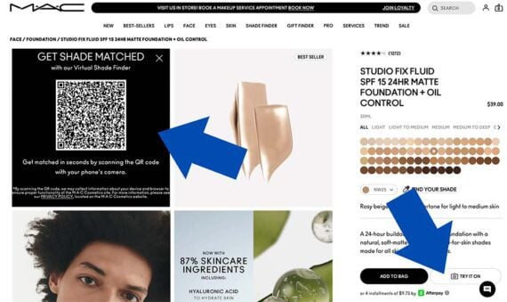 Screenshot of M•A•C Cosmetics website Screenshot of M•A•C Cosmetics website