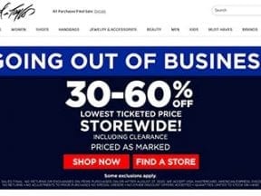Screenshot of Lord & Taylor closeout sale