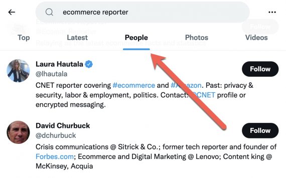 Screenshot of Twitter search ecommerce + reporter Screenshot of Twitter search ecommerce + reporter