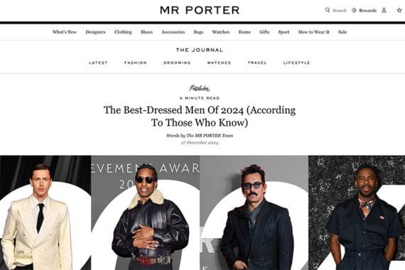 Screenshot of Mr Porter's article, "Best-Dressed Men Of 2024" Screenshot of Mr Porter's article, "Best-Dressed Men Of 2024"