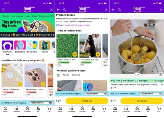 Screenshot of Haul's home page on the app Screenshot of Haul's home page on the app