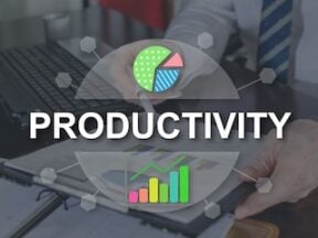 Illustration of the word "Productivity" over a chart