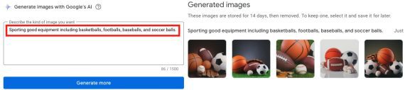 Screenshot of the images created from the author's sporting goods description. Screenshot of the images created from the author's sporting goods description.
