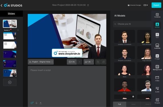 Video composition page on DeepBrain Video composition page on DeepBrain