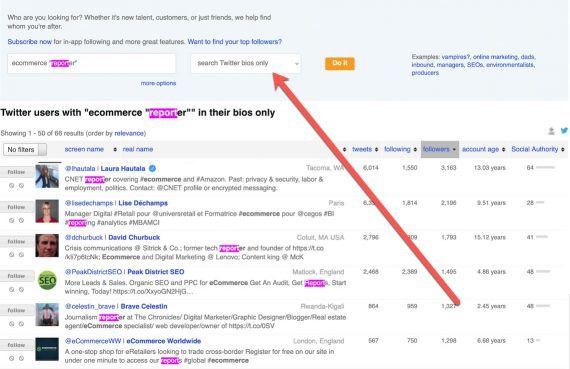 Screenshot of Followerwonk screen Screenshot of Followerwonk screen