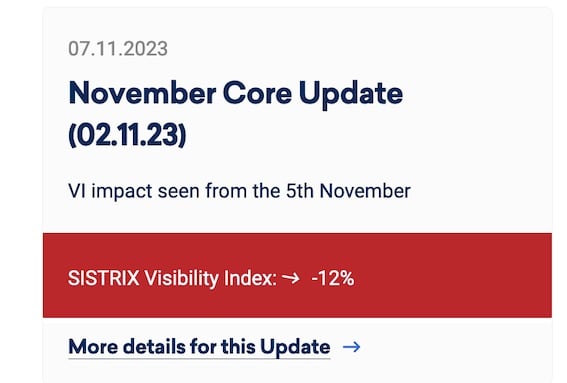 Sistrix's Google Updates page. Sistrix's Google Updates page.