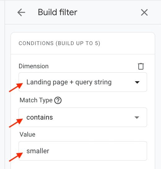 Screenshot of filter box in GA4.
