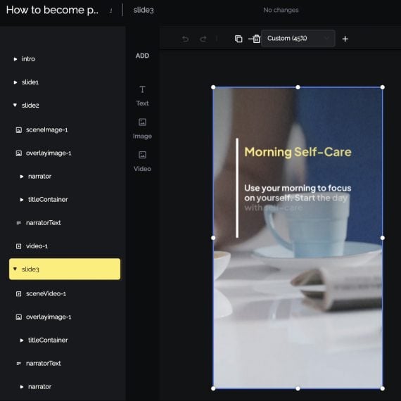 Screenshot of Vidiofy's interface for creating a video from text Screenshot of Vidiofy's interface for creating a video from text