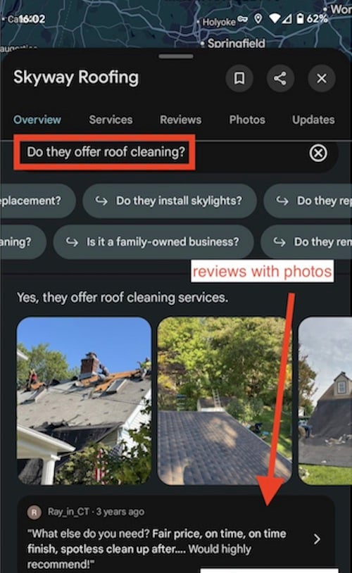 Screenshot of the search results for roofing. Screenshot of the search results for roofing.
