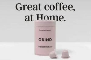 Photo of a coffee container from Grind home page