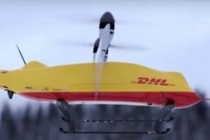Screenshot of a DHL drone in flight