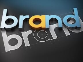 Illustration of two versions of the word "brand"