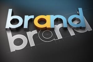 Illustration of two versions of the word "brand"