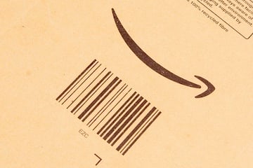 Image of an Amazon box with a bar code