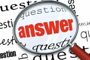 Illustration of the word "answer" behind a magnifying glass