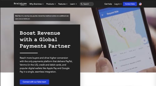 Home page of Braintree