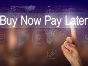 Illustration on computer screen reading "Buy Now Pay Later."