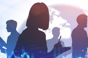 Illustration and concept of global business executives