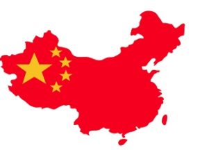 Flat map of China in red