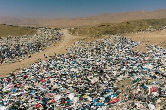 Image of huge amounts of discarded clothes in a landfill in Chile Image of huge amounts of discarded clothes in a landfill in Chile