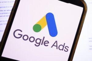 Google Ads logo on a smartphone screen