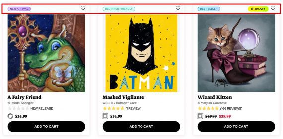 Product labels denoting Best Seller and Low Stock Product labels denoting Best Seller and Low Stock on a category page