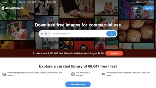 Screenshot of Depositphotos free image search. Screenshot of Depositphotos free image search.