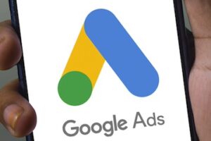 Google Ads logo on a smartphone screen