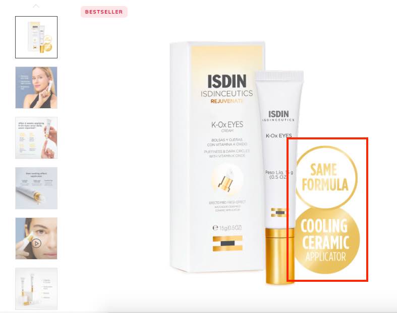 Product page screenshot for ISDIN eye cream Product page screenshot for ISDIN eye cream