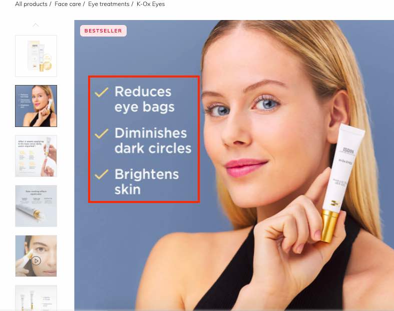 Product page screenshot for ISDIN eye cream Product page screenshot for ISDIN eye cream