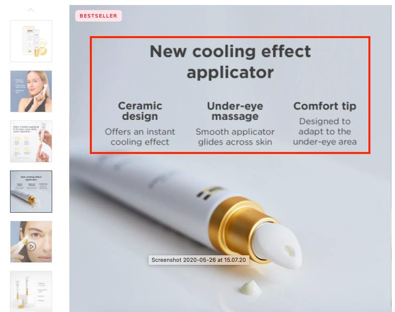 Product page screenshot for ISDIN eye cream Product page screenshot for ISDIN eye cream
