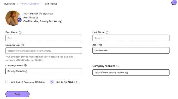 Screenshot of the profile page of Ann Smarty, a Featured account holder. Screenshot of the profile page of Ann Smarty, a Featured account holder.