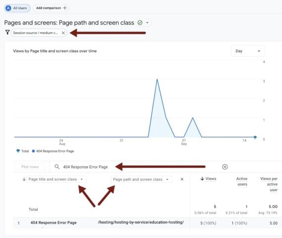 Screenshot of GA page for "Page path and screen class."